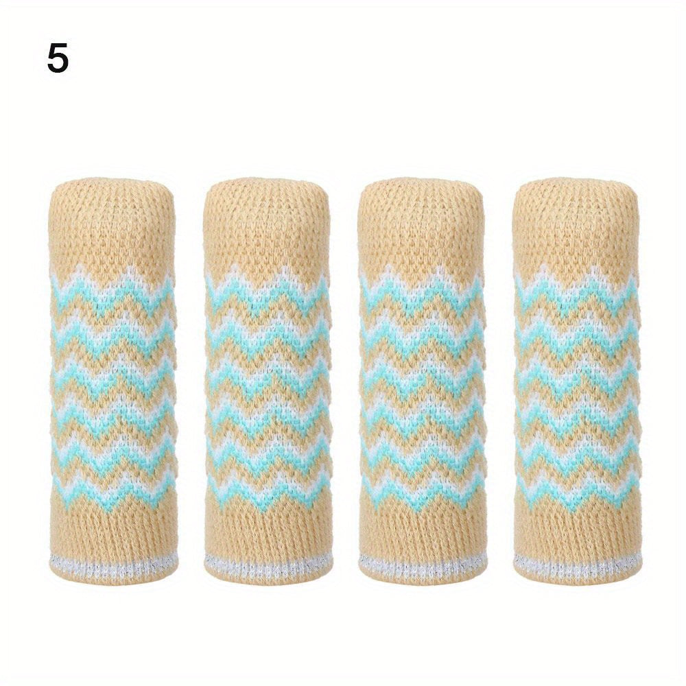 Anti-slip knitted chair leg socks for vintage-style floor protection. Fits 25mm-45mm table and chair feet. Easy to install with zippered, stretchable design. Keeps furniture secure and quiet.