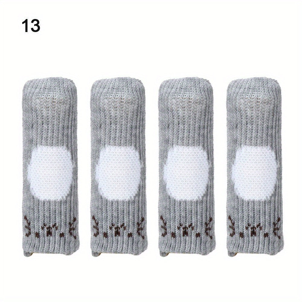 Anti-slip knitted chair leg socks for vintage-style floor protection. Fits 25mm-45mm table and chair feet. Easy to install with zippered, stretchable design. Keeps furniture secure and quiet.