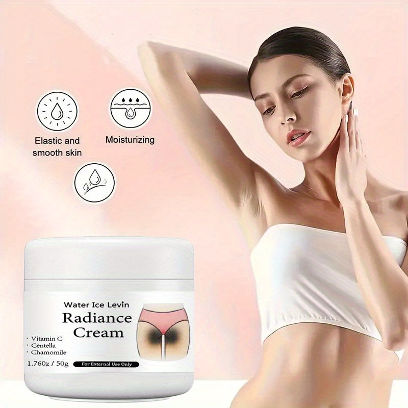 Water Ice Levin Radiance Cream, 1.76oz - Infused with Vitamin C, Nicotinamide & Centella for Illuminating Skin Care on Body, Underarm & Intimate Areas. Moisturizing & Exfoliating