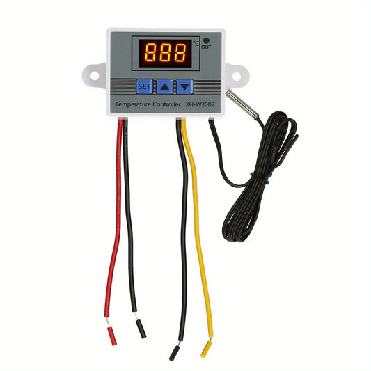 Digital LED Temperature Controller XH-3002, 10A Thermostat Regulator with LCD Display, for Seafood Machines & Industrial Use, AC110V~220V, Easy Installation, White & Gray, Home Thermostat.