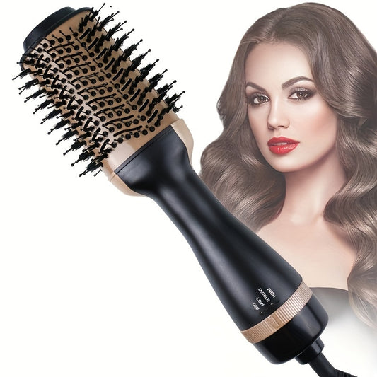 2-in-1 Hot Air Brush with Straightening Comb - Fast Styling, 1000W, Includes Storage Case - Ideal Gift for Women