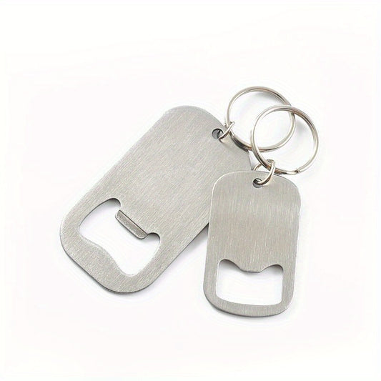 Two Metal Bottle Openers: A creative stainless steel keychain beer bottle opener with dog tag and hang tags, multi-functional for wine set accessories.