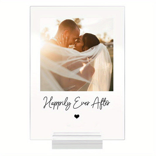 Personalized Acrylic Frame Wedding Photo Plaque: Perfect Gift for Engagements, Anniversaries, and Bridal Showers - Ideal for Newly Engaged Couples, Boyfriends, and Girlfriends