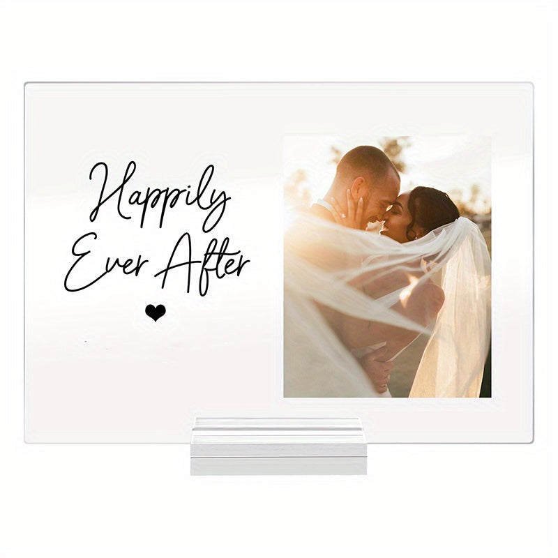 Personalized Acrylic Frame Wedding Photo Plaque: Perfect Gift for Engagements, Anniversaries, and Bridal Showers - Ideal for Newly Engaged Couples, Boyfriends, and Girlfriends