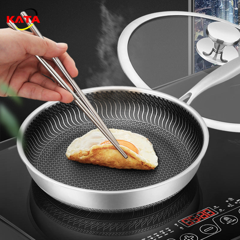 316 Stainless Steel Non-stick Frying Pan for Home Use, Suitable for Cooking Steak and Soldering Tin, Compatible with Induction Cooktops and Gas Stoves