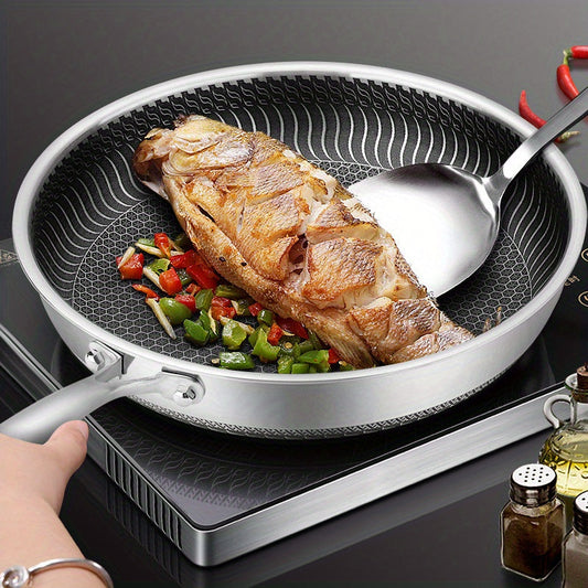 316 Stainless Steel Non-stick Frying Pan for Home Use, Suitable for Cooking Steak and Soldering Tin, Compatible with Induction Cooktops and Gas Stoves