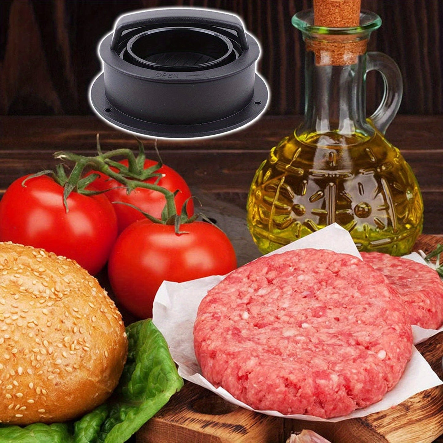 Hamburger Press and Patty Maker with Non-Stick Coating - Ideal for Making Stuffed Burgers, Sliders, and Beef Patties - A Must-Have Grilling Tool for Your Kitchen, BBQ, or Barbecue