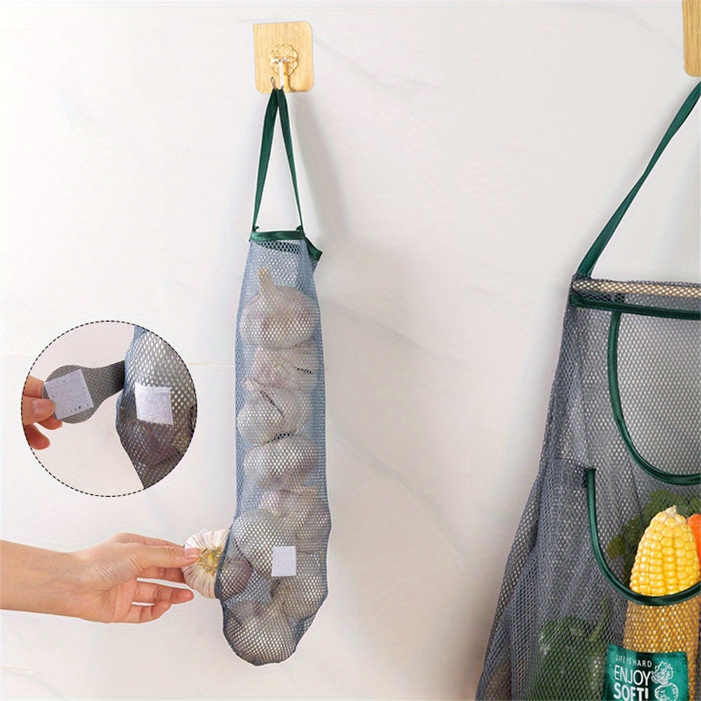 Multi-functional Farmhouse Mesh Hanging Bag - Efficiently Organize and Airy Storage Solution for Kitchen and Bathroom Necessities - Ideal for Storing Fruits, Veggies, Herbs, and Personal Care Items