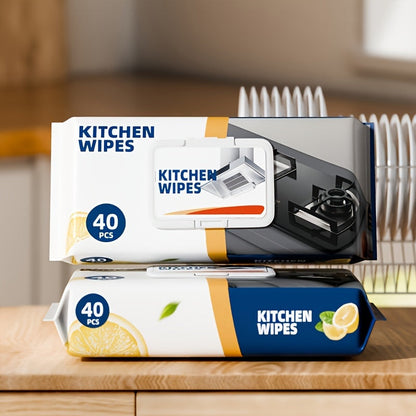 40 Household Kitchen Cleaning Wipes perfect for removing oil and dirt - Multipurpose towels for cleaning living room, kitchen, walls, floors, and furniture, with multi-effect cleaning capabilities.