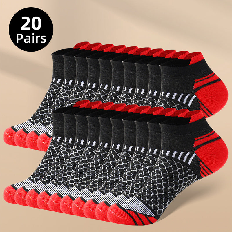 20 pairs of men's low cut ankle socks, anti-odor, and sweat-absorbing, suitable for all seasons.