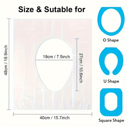 50 Прозрачных Одноразовых Накладок на Унитаз - Водонепроницаемые, Портативные, Гигиеничные | Идеально для путешествий, общественных туалетов, самолетов | Простой в использовании, герметичный дизайн | Отличная идея для подарка