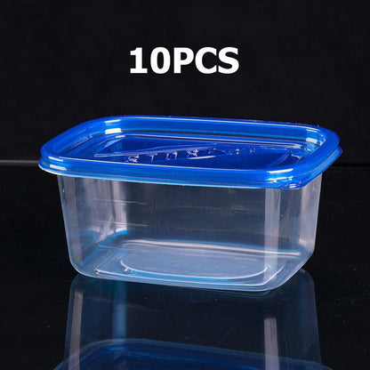 10 reusable plastic lunch boxes with lids, each holding 280ml - Ideal for storing food, yogurt, desserts, and more. Can be easily washed by hand.