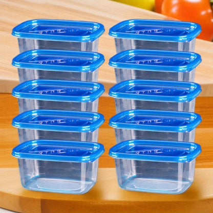 10 reusable plastic lunch boxes with lids, each holding 280ml - Ideal for storing food, yogurt, desserts, and more. Can be easily washed by hand.