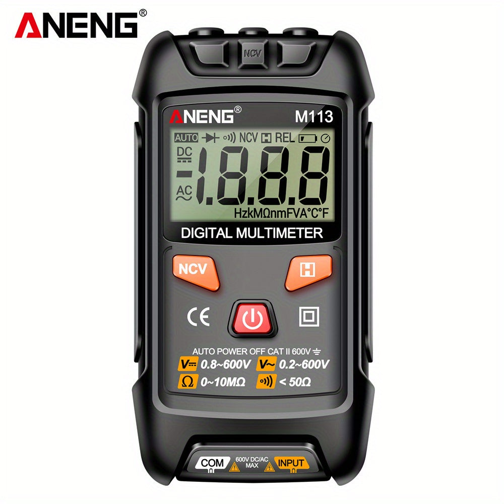 ANENG M113 Mini Digital Multimeter with 1999 Counts for AC/DC Voltage Meter, Battery Powered, ABS Material, NCV Induction, Auto Recognition, Resistance/ON/OFF, Electricity Measuring Tool.