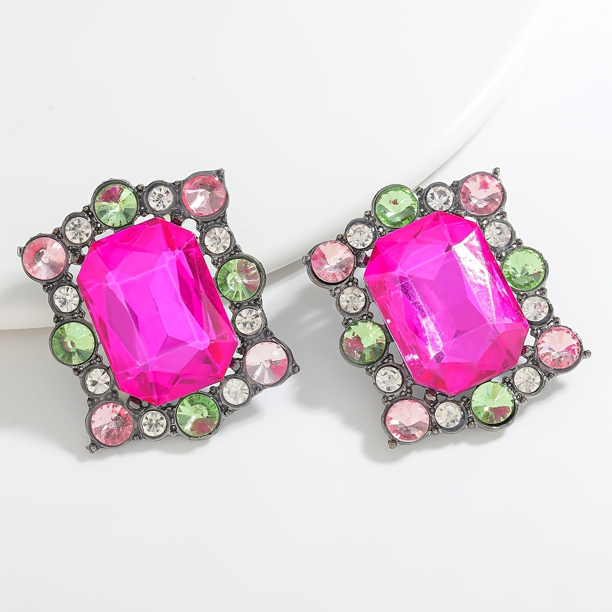 Surprise Her with a Stunning Valentine's Day Gift - Chic Pink and Red Rhinestone Earrings, featuring Unique Oval and Teardrop Shapes adorned with Sparkling Details, Made of High-Quality Alloy with Stainless Steel Posts, Perfect for Special Events and