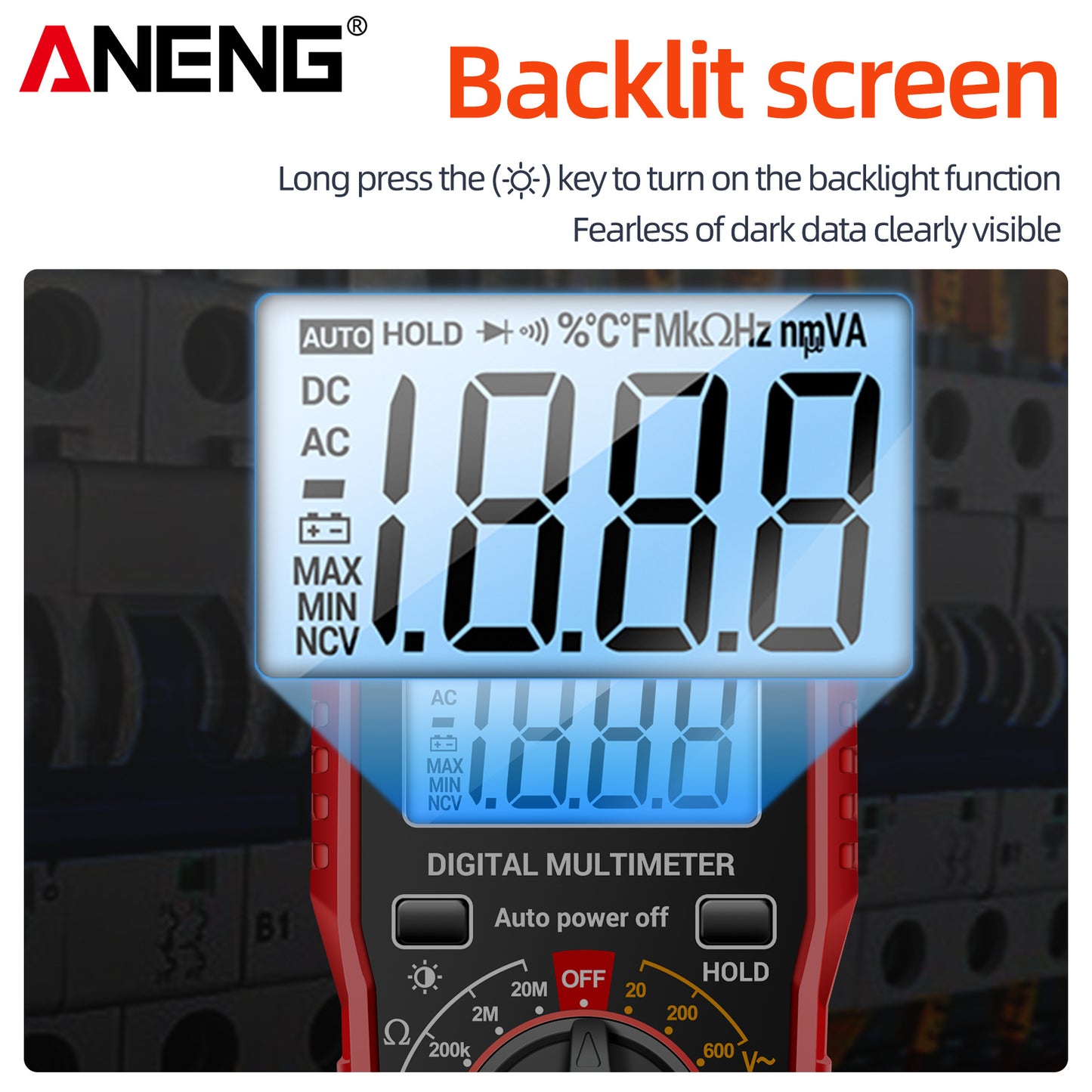 ANENG SZ06 2000 Count Digital Multimeter with AC/DC Voltage, DC Current, and Ohm Testing capabilities.