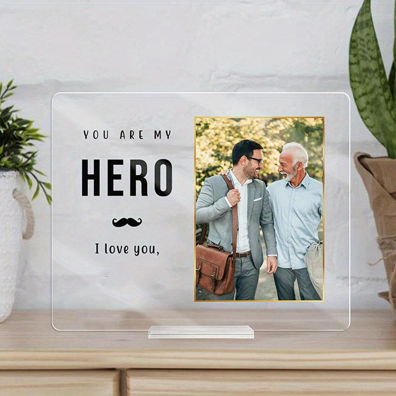 Custom Dad Acrylic Plaque: A Thoughtful Father's Day or Birthday Gift - Personalized Home Decor Desk Sign with Custom Photo