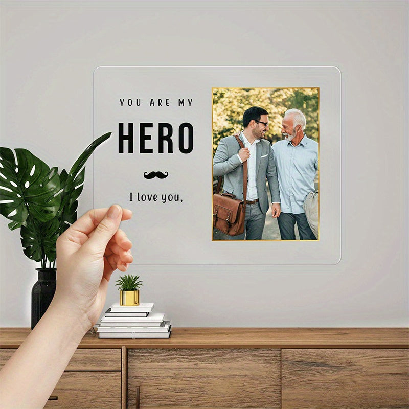 Custom Dad Acrylic Plaque: A Thoughtful Father's Day or Birthday Gift - Personalized Home Decor Desk Sign with Custom Photo