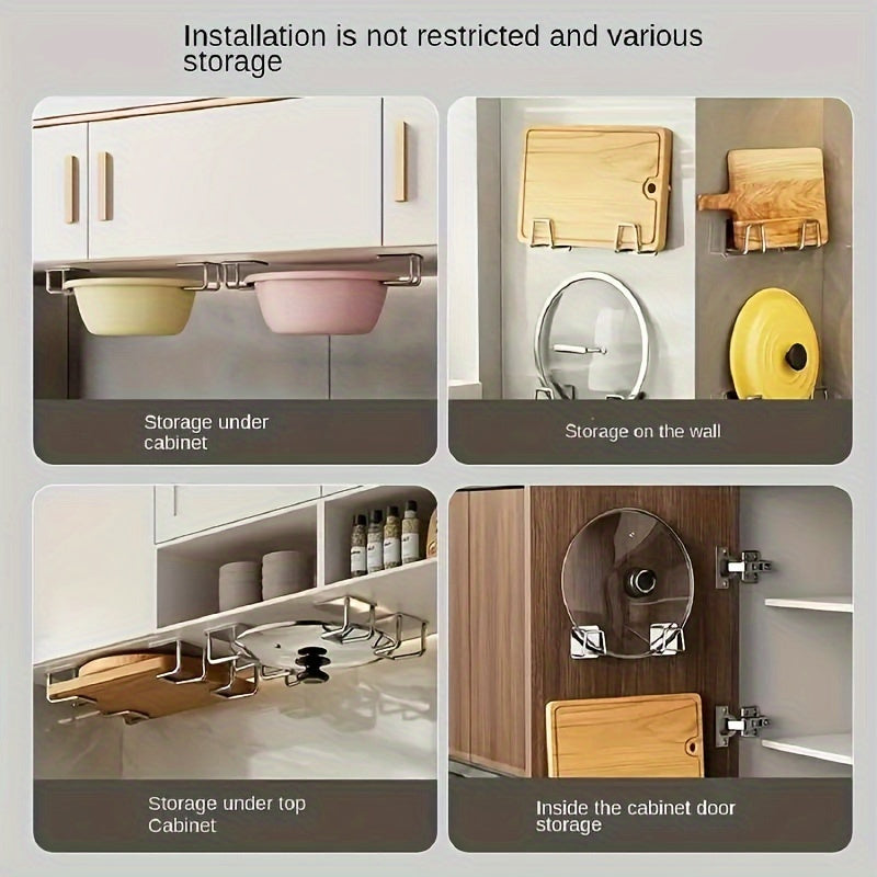 Kitchen storage rack with 2 pieces, versatile and wall-mounted for various kitchen accessories.