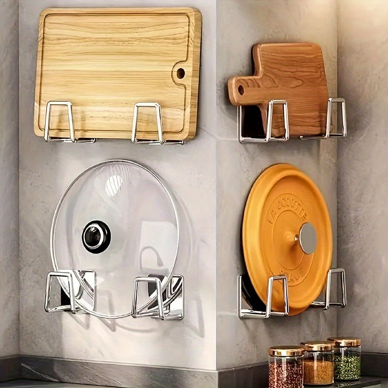 Kitchen storage rack with 2 pieces, versatile and wall-mounted for various kitchen accessories.