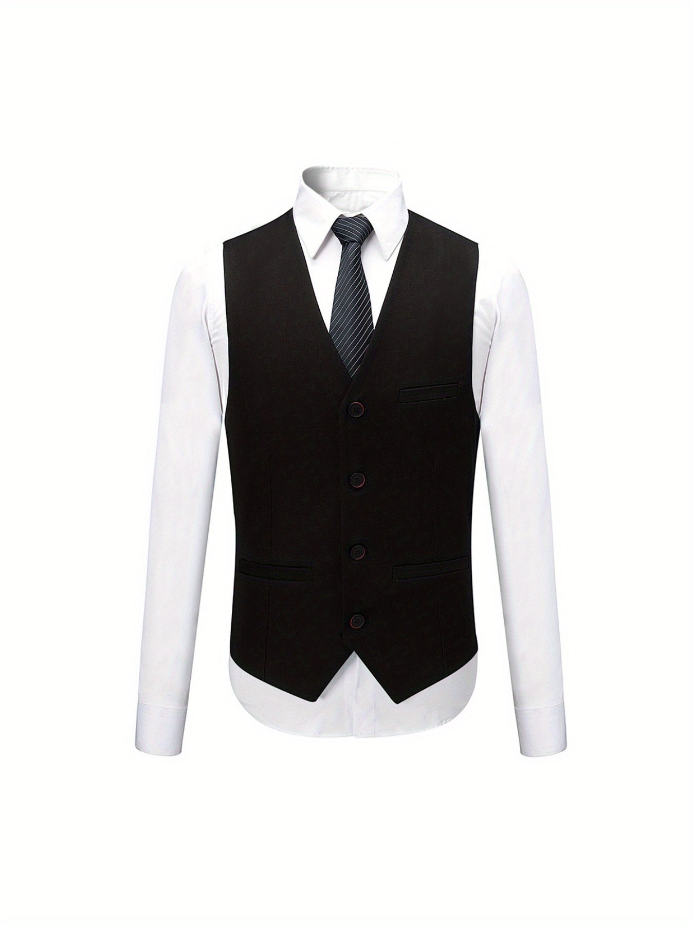 Men's Two-Button Suit Three-Piece Set - Solid Color