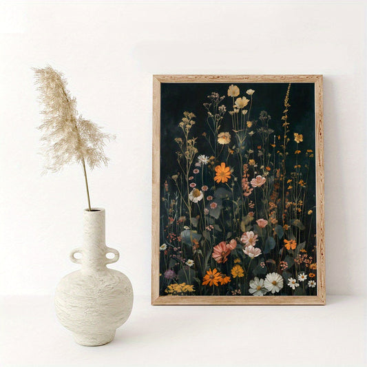 Botanical Wall Art without a Frame: Dark Academia inspired Print, Vintage Floral Art, Wildflower Design for adding a touch of nature to your Living Room or Bedroom Decor - Size: 29.97x39.88 cm