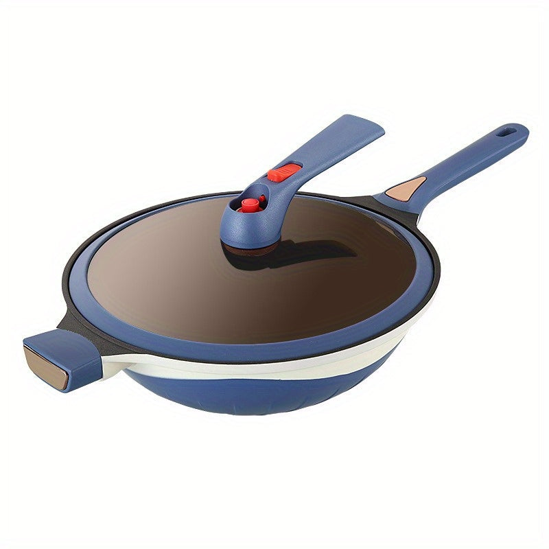 32.0cm Titanium Wok with Steamer and Non-Stick Coating - Ideal Cooking Pan for All Stovetops, Comes in Two Color Options, Can be Used for Microwave Pressure Cooking, Features a Flat Bottom