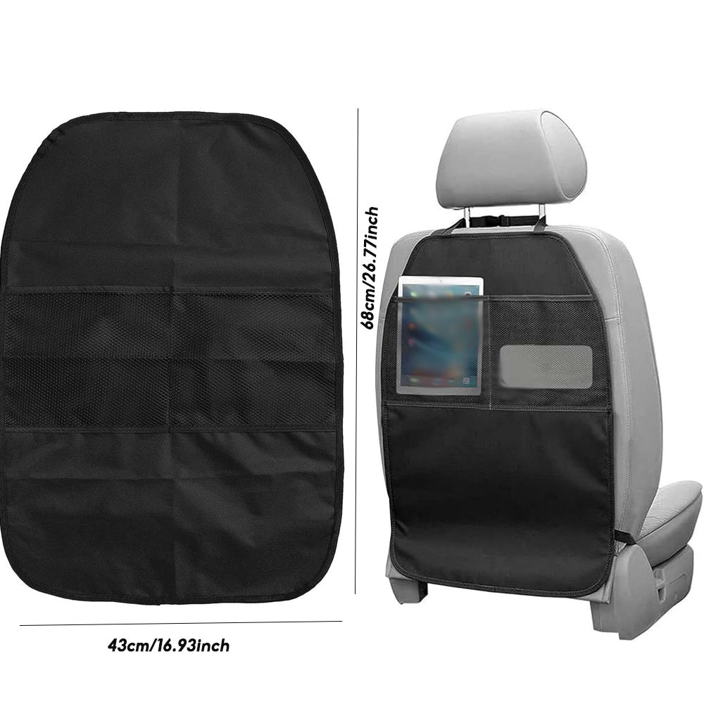 Kid-Friendly, Waterproof Car Backseat Protector with 2/3 Pockets - Made of Tough Polyester, Simple to Install Kick Mat for Protecting against Dirt & Scratches