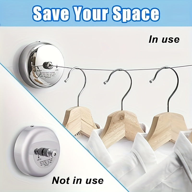 Retractable Stainless Steel Clothesline - Adjustable Wall-Mounted Laundry Line for Space-Saving Indoor Use