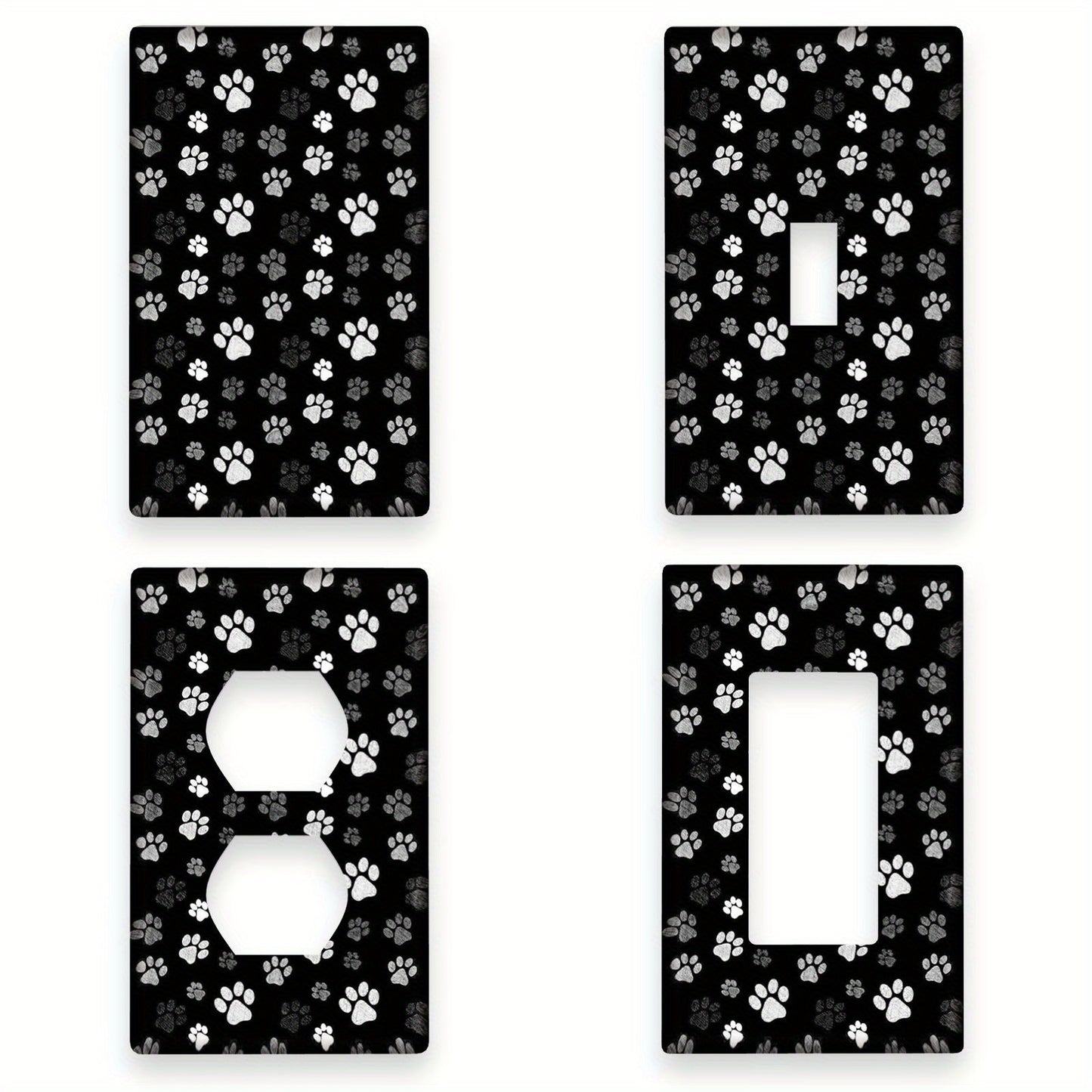 Dog paw print wall plate with single toggle switch cover, no electricity required, suitable for various rooms, durable design.