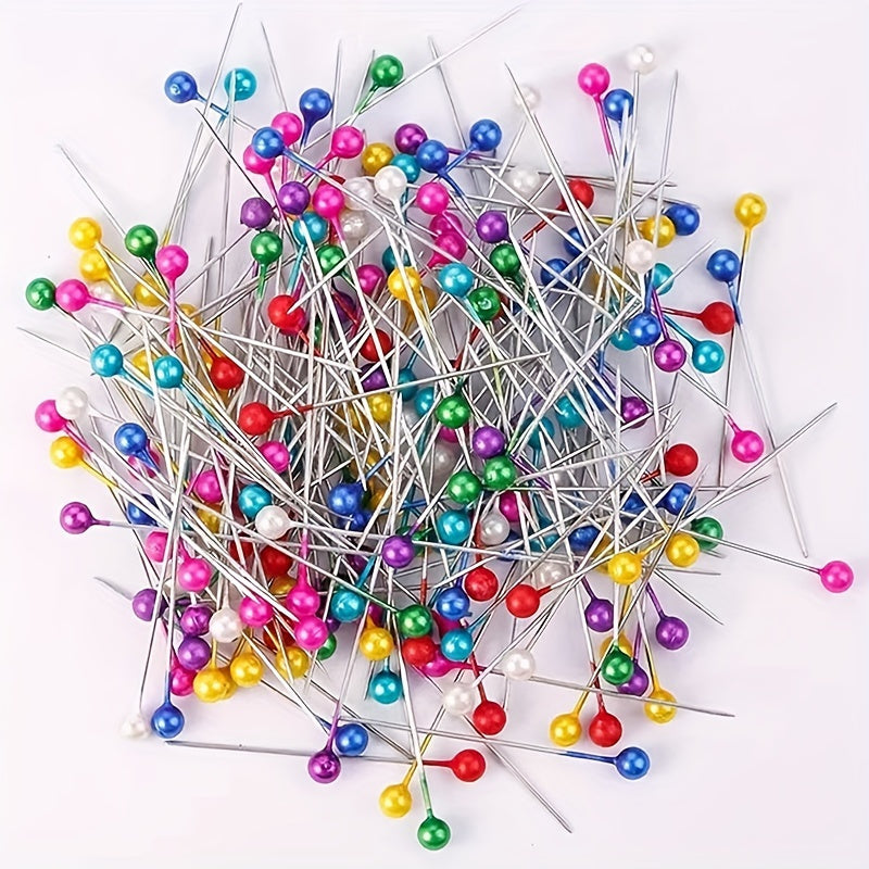 Materials for DIY handmade clothing accessories including 3 boxes of pearl needle positioning needles, colored big head needles, and sewing tools accessories.