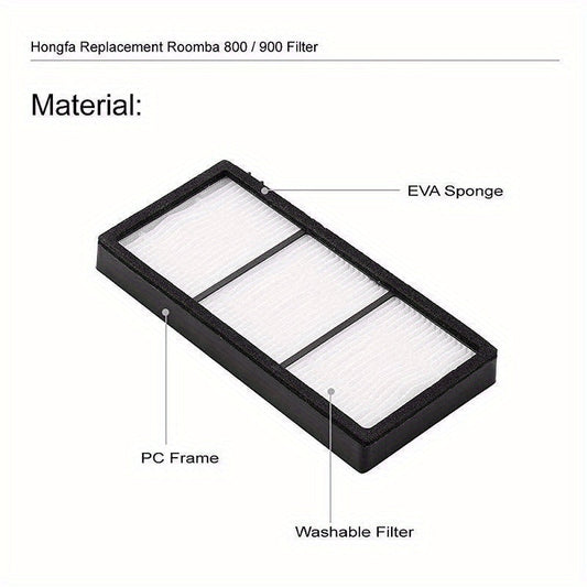 A 10-pack of iRobot vacuum filters that are compatible with the 800, 900, 870, 880, and 980 series. These high-efficiency HEPA replacement filters come with a bonus bumper strip and durable plastic floor attachment accessories.