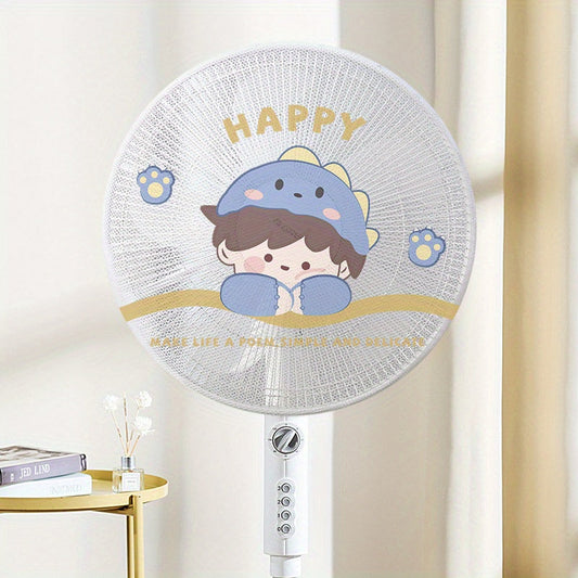 Child-friendly cartoon fan cover - Includes all features for safety, protection from dust, and prevention of pinching on floor fans. Made of hand washable polyester material.