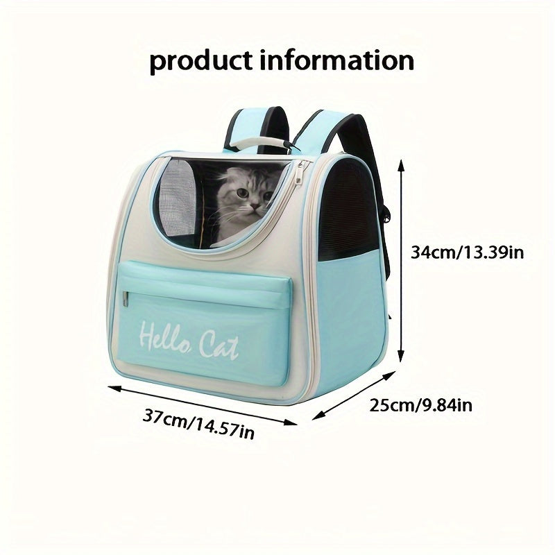 Spacious Pet Carrier Backpack - Breathable, All-Season Travel Bag for Cats and Dogs with Shoulder Straps, Zip Closure, and Portable Design