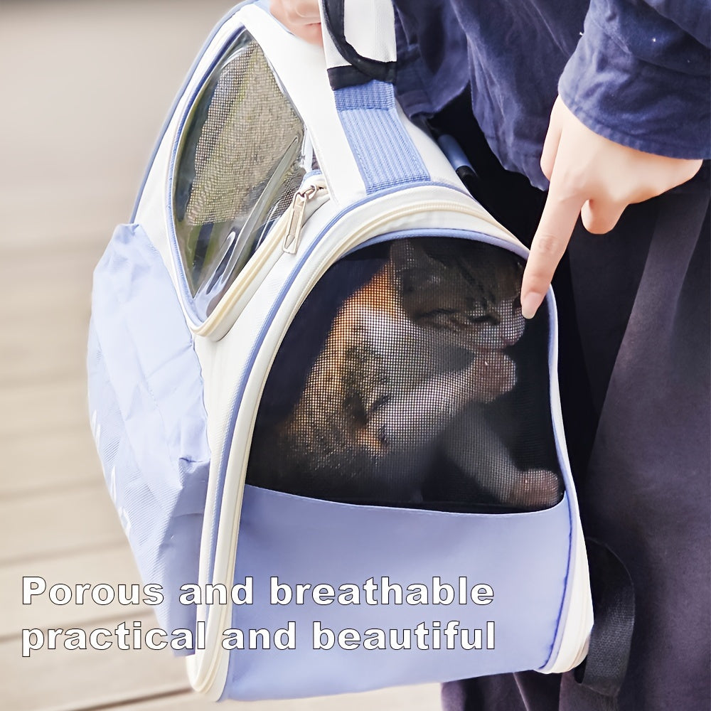 Spacious Pet Carrier Backpack - Breathable, All-Season Travel Bag for Cats and Dogs with Shoulder Straps, Zip Closure, and Portable Design