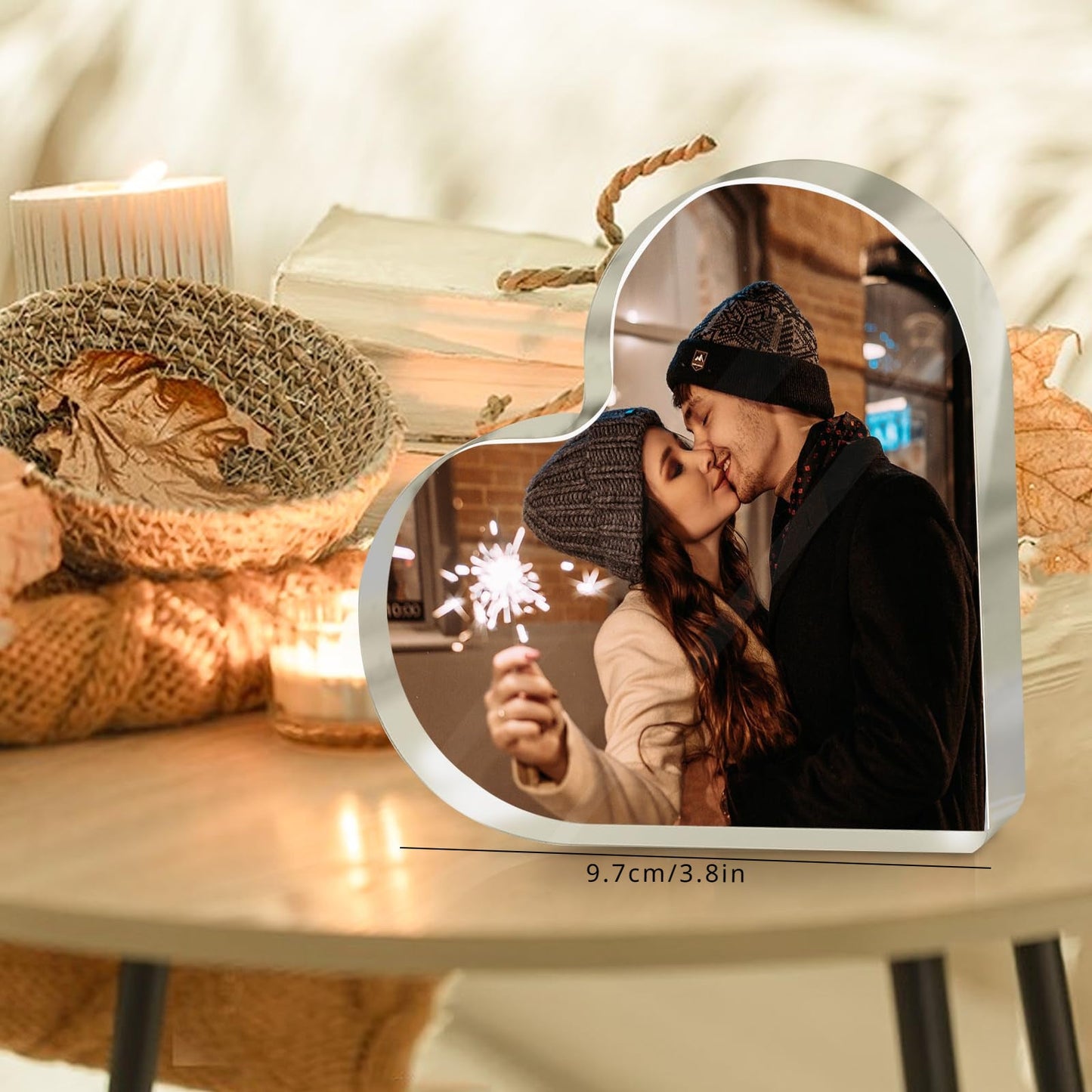 Personalized Heart-Shaped Acrylic Photo Plaque - Customize Your Love Sign Decor with Your Picture for Couples, Friends, Birthday, and Anniversary Gifts