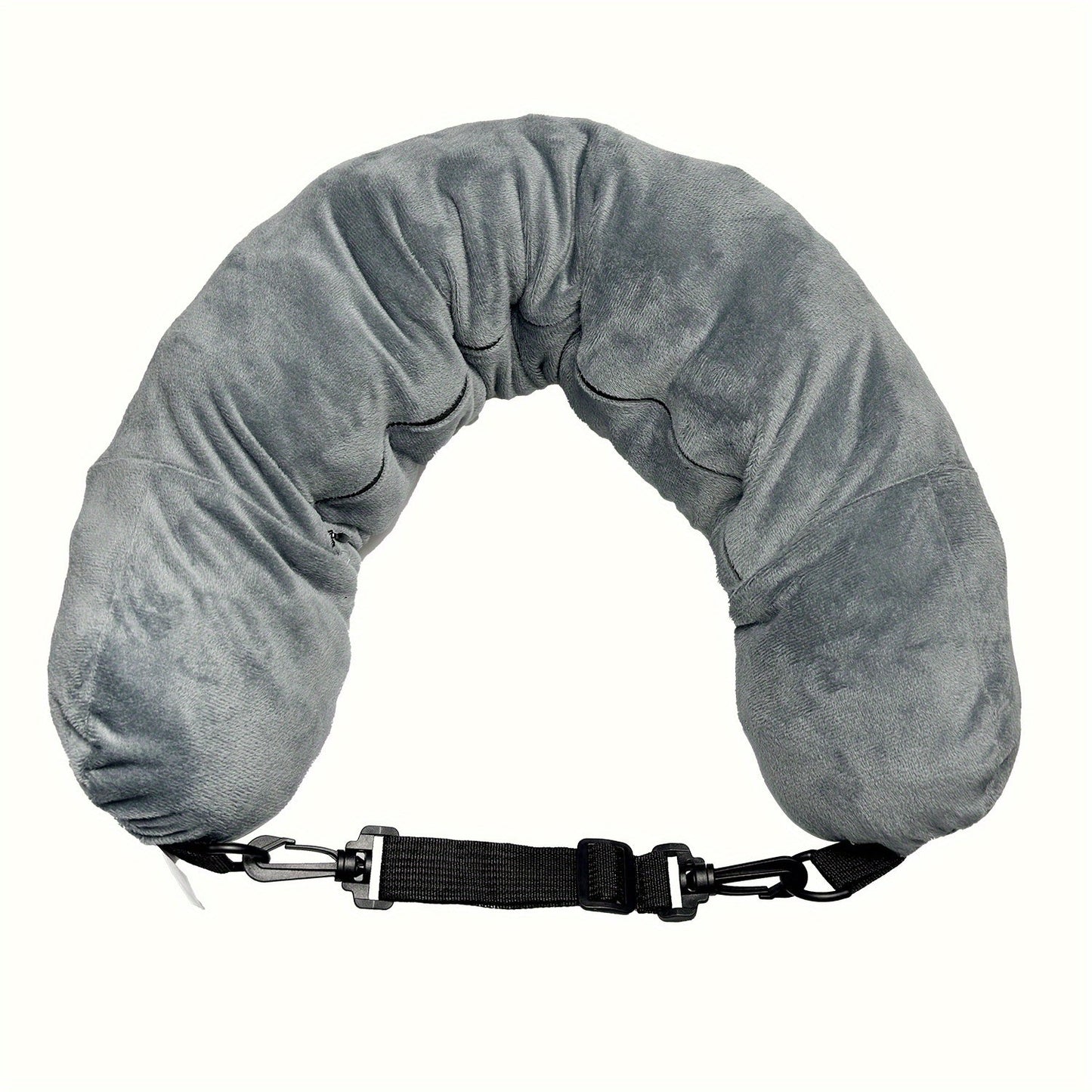 Adjustable Travel Neck Pillow with Long Zipper and Hanging Shelf for Easy Storage - Extra Soft, Spacious, and Made of Polyester