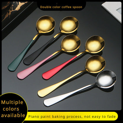 Golden Stainless Steel Long Handle Spoons Set of 4 - Great for Coffee, Desserts & More - Perfect for Home, Restaurants & Cafes