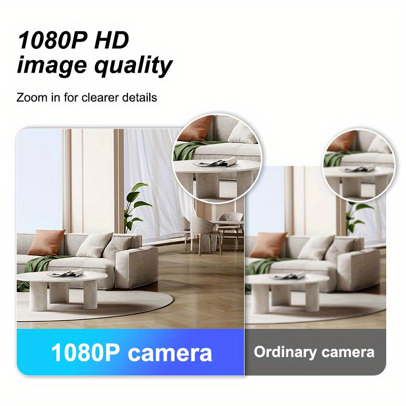 This security camera features an E27 connector and provides 1080P HD video quality with a 355° panoramic view. It also includes two-way audio, smart motion detection, and can be used indoors or outdoors. Compatible with smartphones, it operates on a