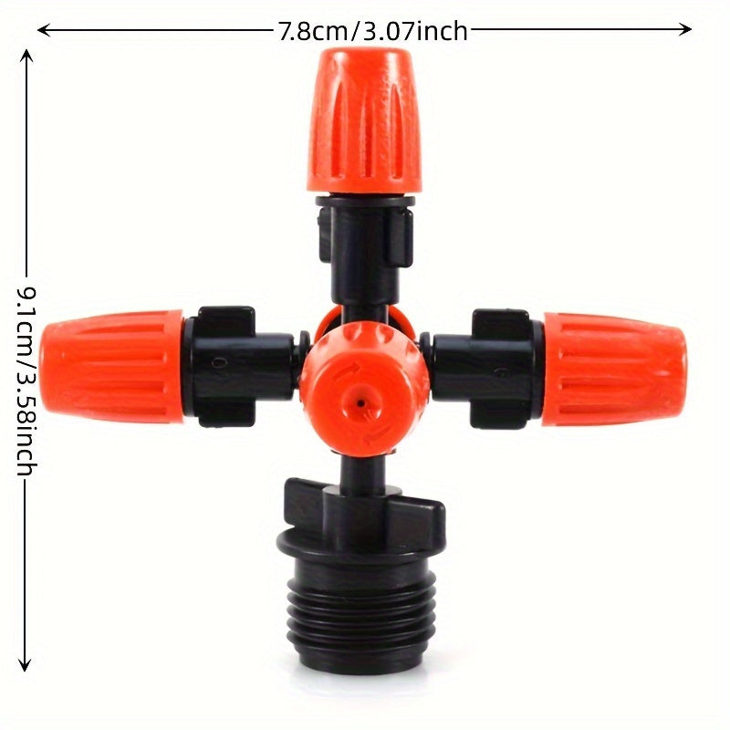 Versatile lawn sprinkler with 360-degree rotation and 5 outlets, suitable for various irrigation and other uses.