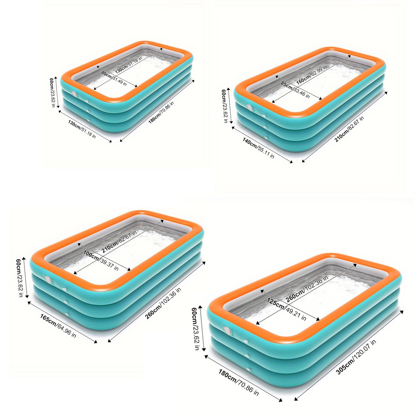 Large, durable 3-layer inflatable adult swimming pool in vibrant green and orange. Quick inflate, foldable, and portable for outdoor fun and stylish summer parties.