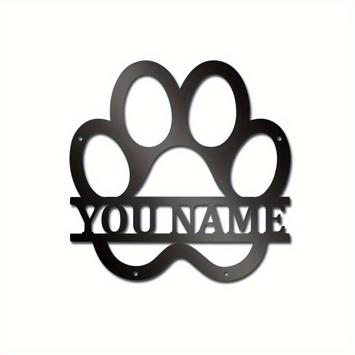 Customize your space with a personalized metal dog paw wall art featuring your dog's name for a classic touch to your decor.