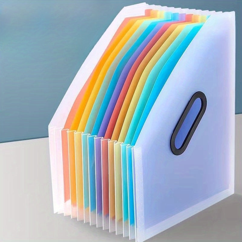 1pc Expandable Plastic Accordion File Organizer with Handle for Students' Study Material Organization