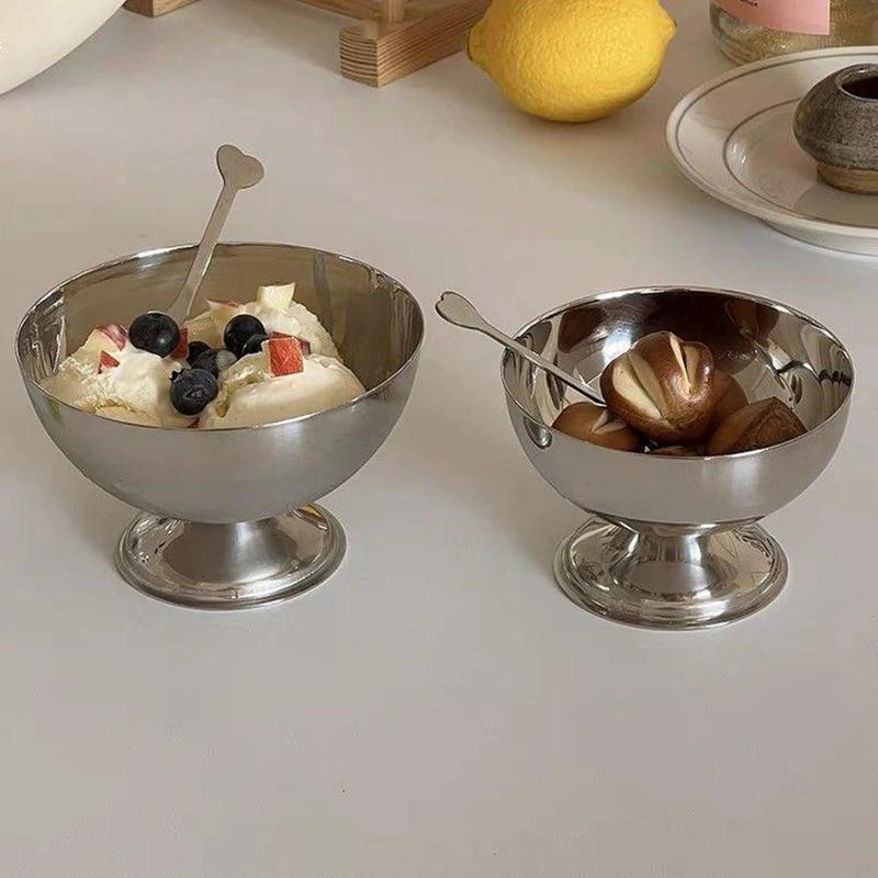 Multifunctional stainless steel dessert cup for serving ice cream, fruit salad, snacks at parties and home