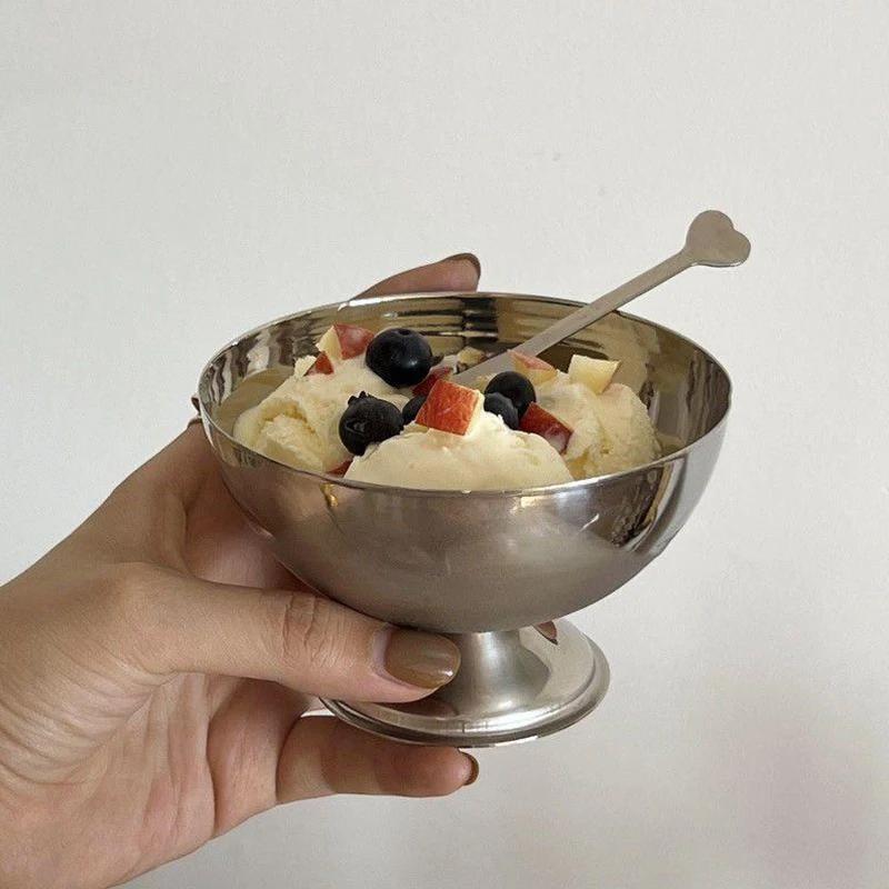 Multifunctional stainless steel dessert cup for serving ice cream, fruit salad, snacks at parties and home