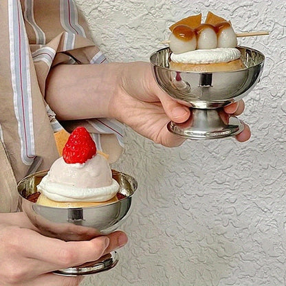 Multifunctional stainless steel dessert cup for serving ice cream, fruit salad, snacks at parties and home