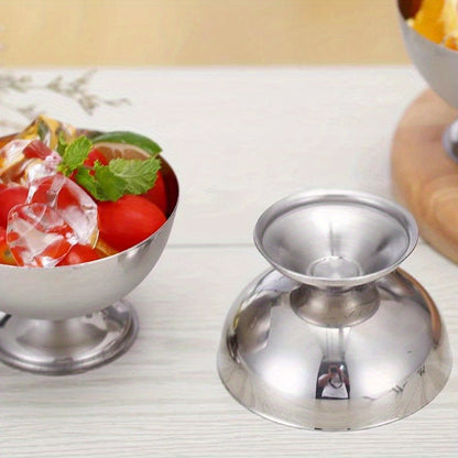 Multifunctional stainless steel dessert cup for serving ice cream, fruit salad, snacks at parties and home