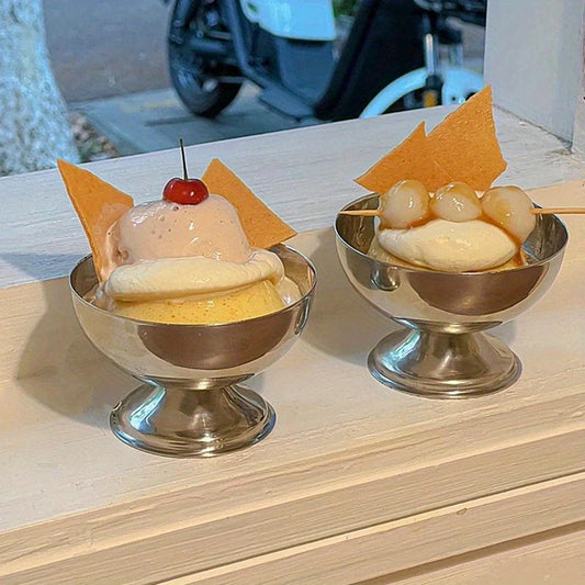 Multifunctional stainless steel dessert cup for serving ice cream, fruit salad, snacks at parties and home