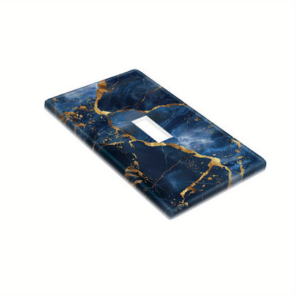 Elegant blue golden marble light switch cover for kitchen, office, bedroom, or bathroom. Stylish home décor upgrade.