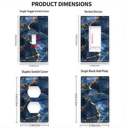 Элегантная синяя золотая мраморная накладка для выключателя света для кухни, офиса, спальни или ванной. Стильное обновление домашнего декора.